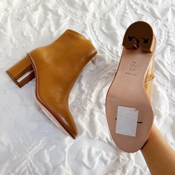 Tory Burch Brooke Stamped Heel Leather Bootie Size 9.5 New - Picture 10 of 11
